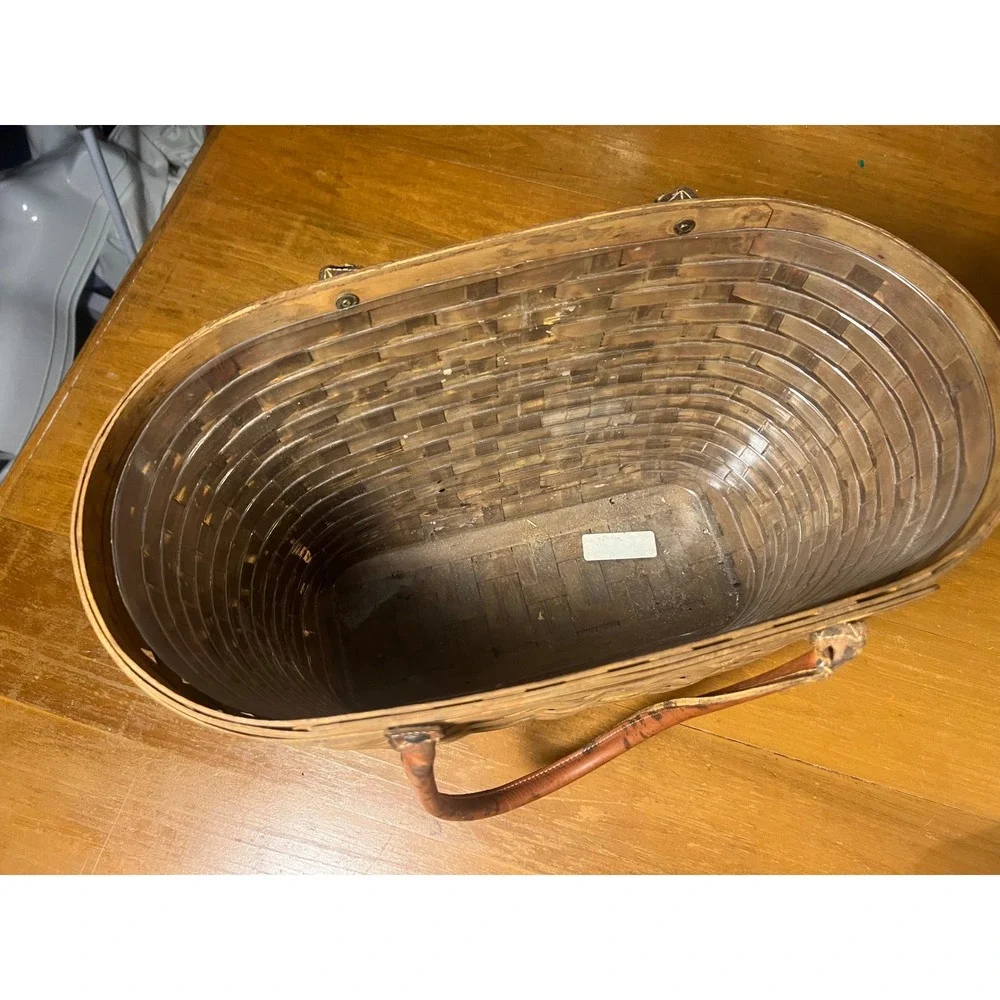 Longaberger 2004‎ Handmade Woven Purse Basket with Leather Handle and Liner